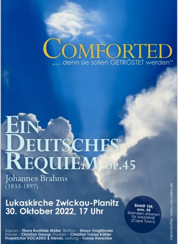 Beitragsbild zu COMFORTED - Ein Deutsches Requiem op. 45 (J. Brahms) in der Lukaskirche Zwickau-Planitz am 30. Oktober 2022